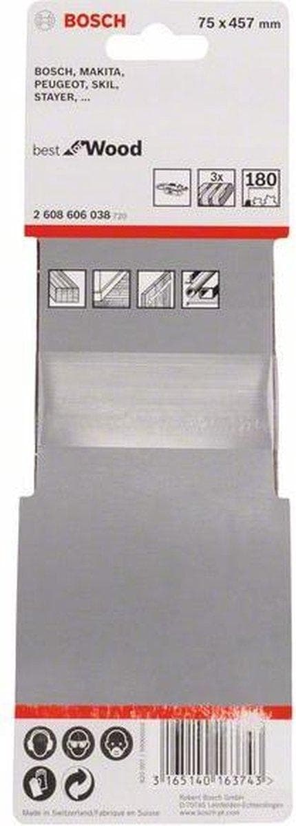 Bosch 3-delat slipbandset - 75 x 457 mm - Korn 180