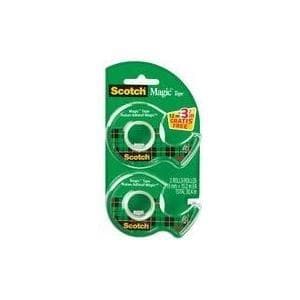 Scotch Magic handdispenser, transparent, utrustad med 2x Scotch Magic självhäftande film, 19 mm x 12 m + 3,2 m GRATIS - 1 st (8-1915DP)