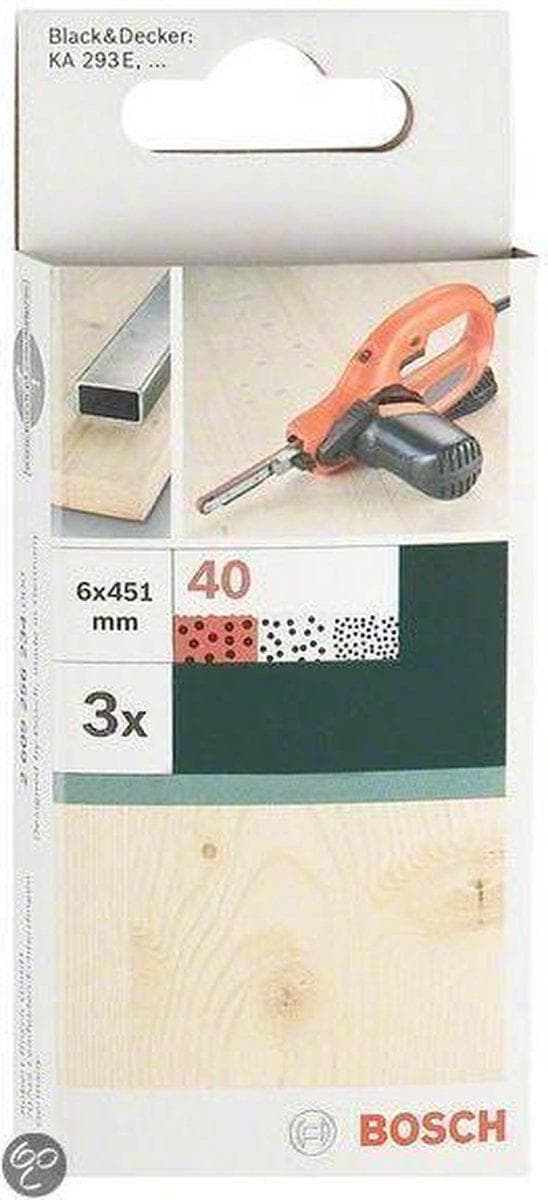 Bosch - 3-delt slibebåndssæt til Black & Decker Powerfile, rød kvalitet 120, uperforeret, spændt