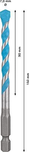Bosch Professional 1x Expert HEX-9 MultiConstruction borr (för betong, Ø 7,00x150 mm, tillbehör slagborr)