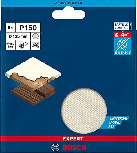 Bosch Professional 5x Expert M480 slipnät (för lövträ, färg på trä, Ø 125 mm, korn 150, excentersliptillbehör)