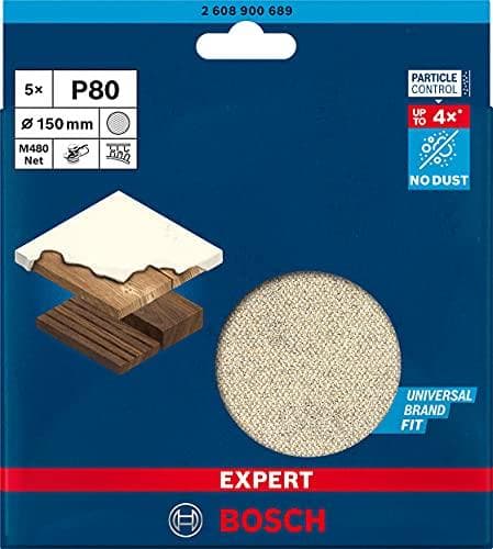 Bosch Expert M480 Net - sandpapir - til hårdttræ, maling på træ - 5 stk - rund - korn: P80 - 150 mm