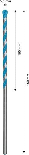 Bosch Professional 1 x Expert CYL-9 MultiConstruction bor til beton, diameter 5,50 x 150 mm, tilbehør Hammerboremaskine)