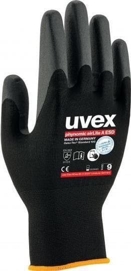 Uvex 60038 beskyttelsesvanter sort carbon - elastan - polyamid 1 stk (6003808)