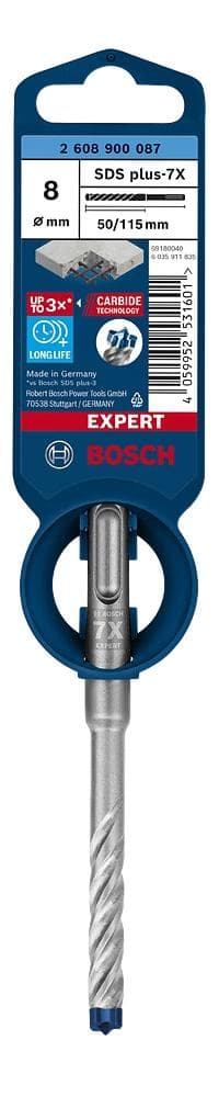 Bosch Tilbehør EXPERT SDS plus-7X 2608900087 borehammer 1 stk 8,00 mm total længde 115 mm SDS-Plus 1 stk (2608900087)