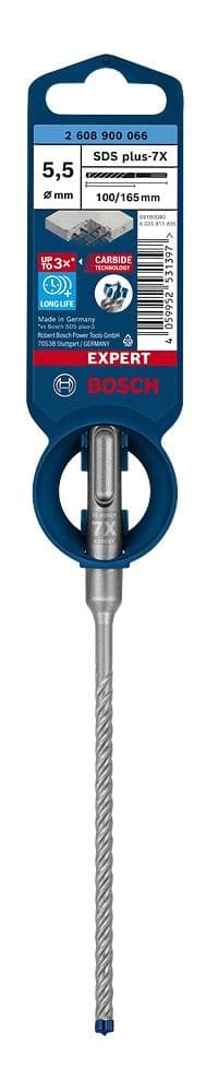 Bosch Expert SDS-plus-7X - boremaskine - til armeret beton, granit, hærdet beton, gnejs, armeret beton - hammerindsats - 5,5 mm - SDS-plus - længde: 1