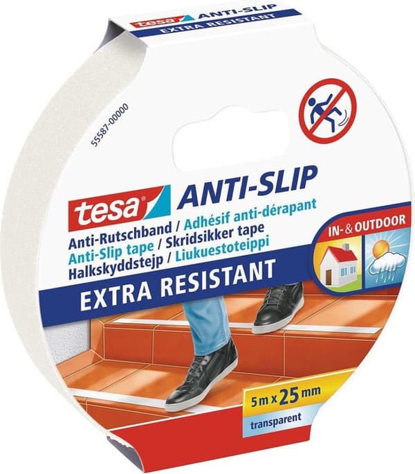 Tesa 55587-02 Liukumaton Teippi - 5M x 25MM - Läpinäkyvä
