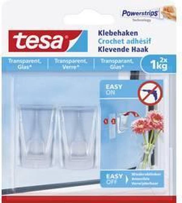Tesa 77735 powerstrips klæbekrog gennemsigtig 1 kg. - 2 stykker