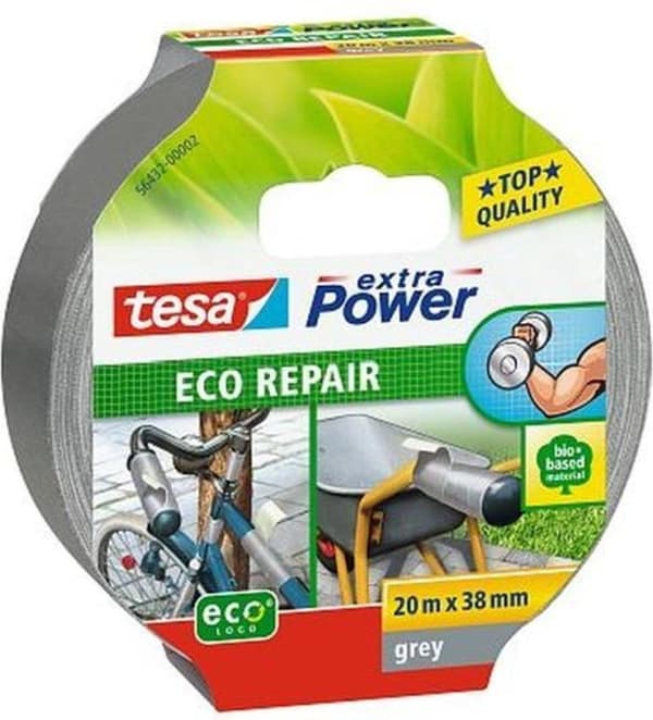 Tesa extra power eco reparationsstoftape hvid - 10 mx 38 mm.