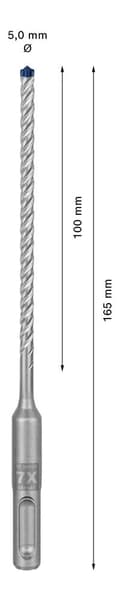 Pikkukuva 6 / 7: Bosch Accessories EXPERT SDS plus-7X 2608900060 Vasarapora 1 kpl 5,00 mm Yhdistelmäpituus 165 mm SDS-Plus 1 kpl
