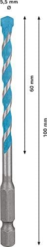 Bosch Professional 1x Expert HEX-9 MultiConstruction borr (för betong, Ø 5,50x100 mm, tillbehör slagborr)