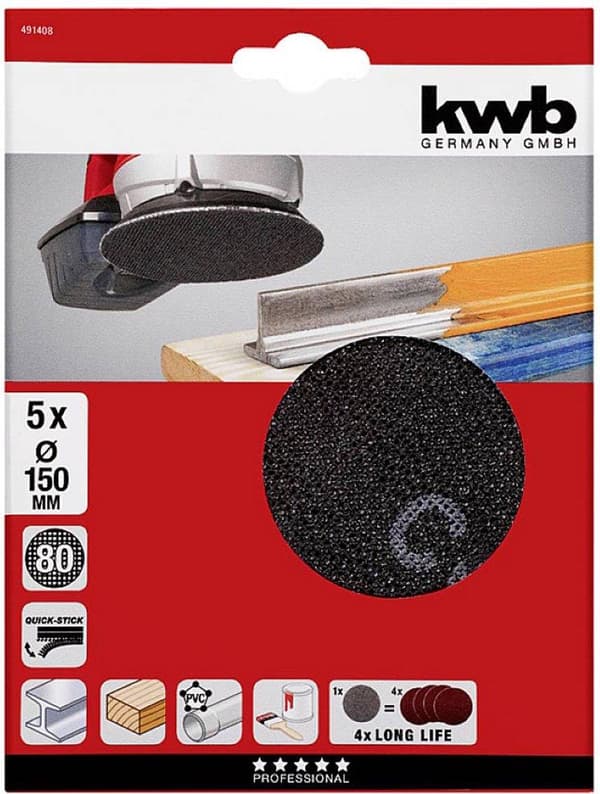 KWB slibende mesh - Korn 80 - 150 mm - 5 stk i pakken