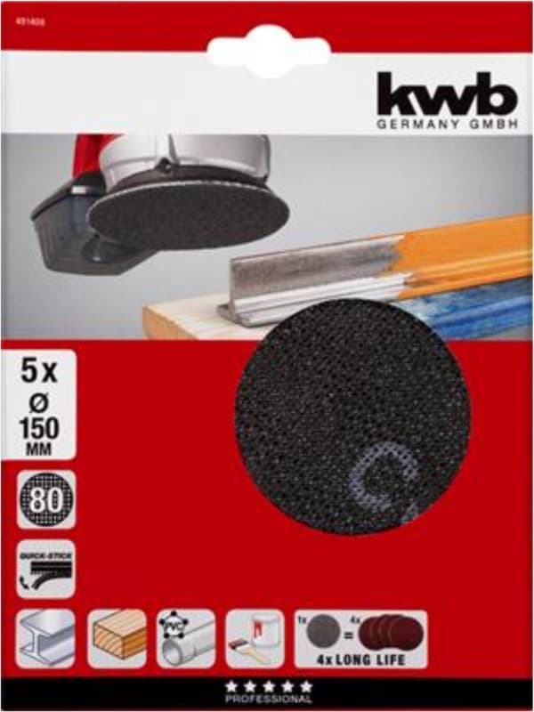 KWB slibende mesh - Korn 80 - 150 mm - 5 stk i pakken