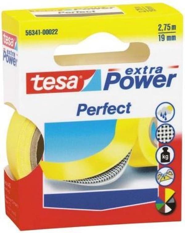Tesa Extra Power Perfect -teippi - keltainen - 19 mm x 2,75 m