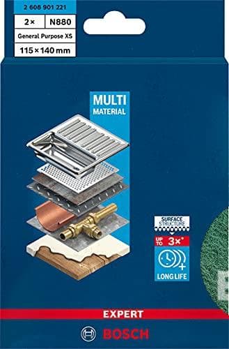 Bosch Professional 2x Expert N880 fleecepuder (til stålplade, 115 x 140 mm, meget fin klasse A, tilbehør til håndslibning)