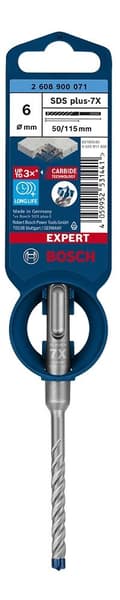 Pikkukuva 7 / 7: Bosch Accessories EXPERT SDS plus-7X 2608900071 vasarapora 1 kpl 6,00 mm kokonaispituus 115 mm SDS-Plus 1 kpl (2608900071)