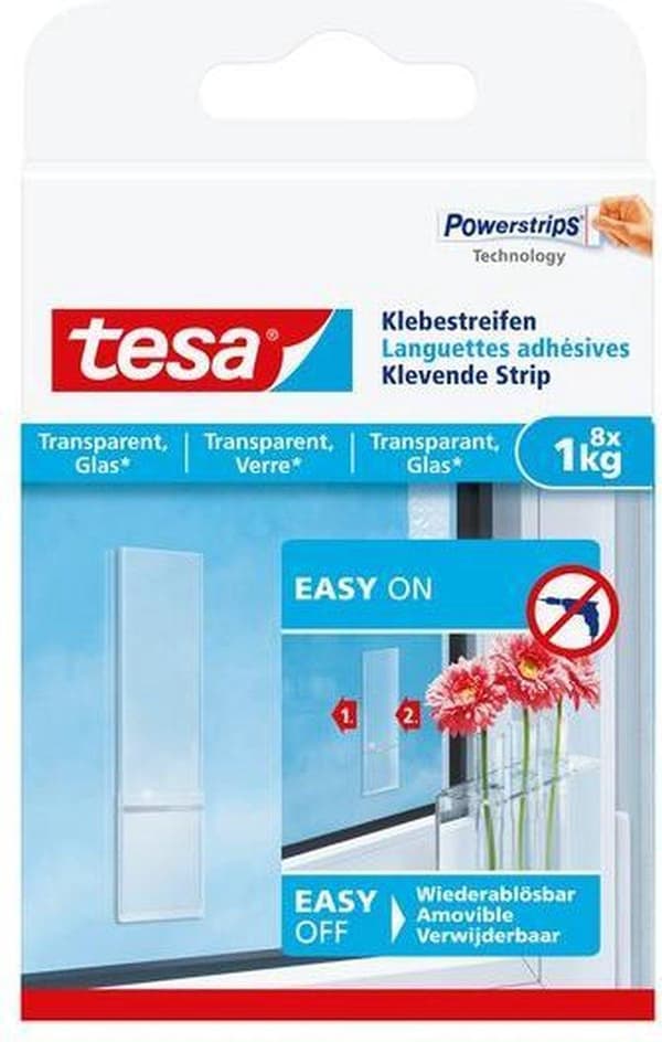 Tesa självhäftande remsa för glas och transparent 8x1kg