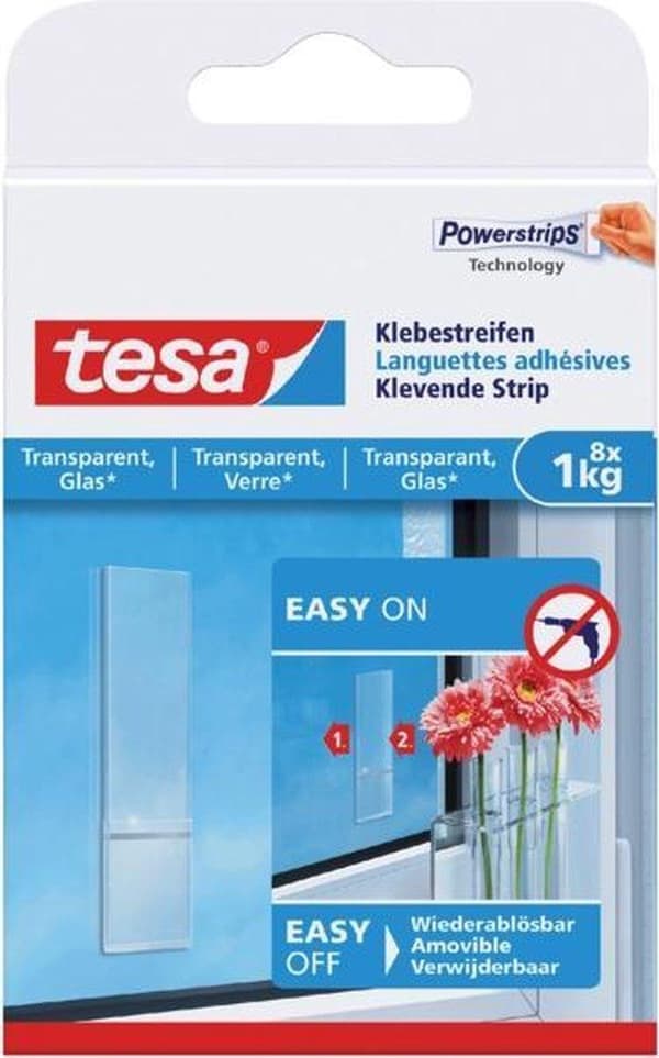 Tesa självhäftande remsa för glas och transparent 8x1kg