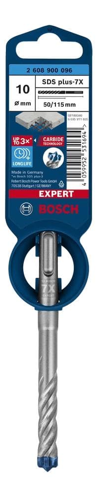 Bosch Tilbehør EXPERT SDS plus-7X 2608900096 borehammer 1 stk 10,00 mm total længde 115 mm SDS-Plus 1 stk (2608900096)