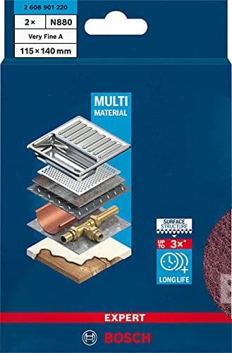 Bosch Professional 2x Expert N880 fleecepuder (til stålplade, 115 x 140 mm, finhed meget fin GP, tilbehør til håndslibning)
