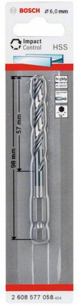 Bosch 2608577058 HSS Sexkantskaft spiralborr - 6 x 57 mm