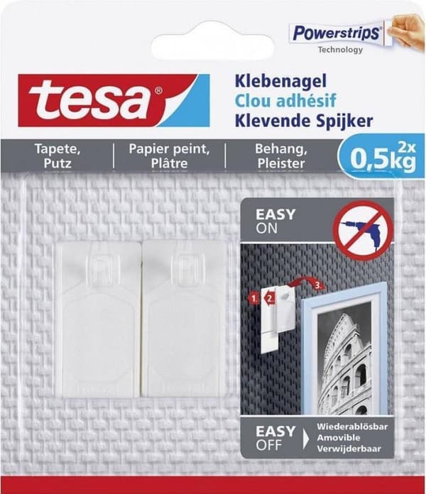 Tesa selvklæbende neglefølsomme overflader 0,5 kg - 2 stk