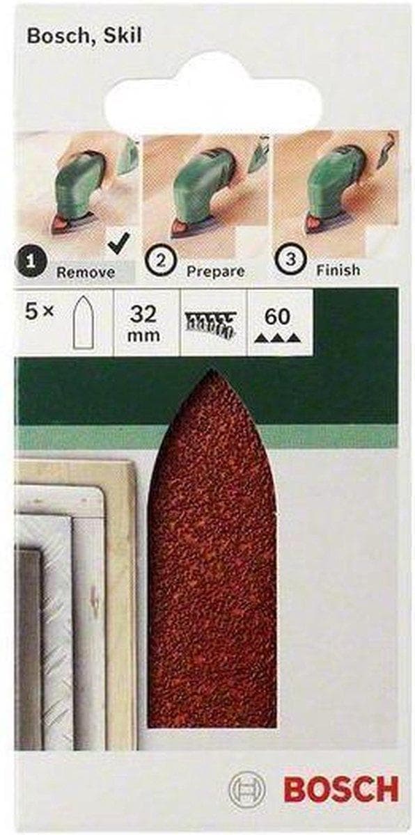 Bosch 5-osainen hiomalevysarja deltahiomakoneille, adapteri 32 mm - karkeus 240