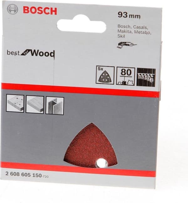 Bosch 2608900825 EXPERT-hiomalevy C470 Paras puulle ja maalille, 93 mm, karkeus 80, Multi-Cutterille, 6 reikää, 5x