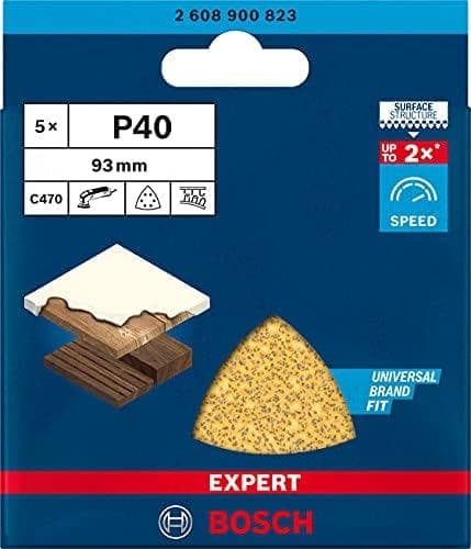 Bosch tilbehør EXPERT C470 2608900823 Delta sandpapir Perforeret (L x B) 93 mm x 93 mm Pakke med 5