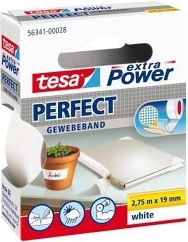 Tesa Extra Power Perfect Tejp - Vit - 10 mm x 2,75 m