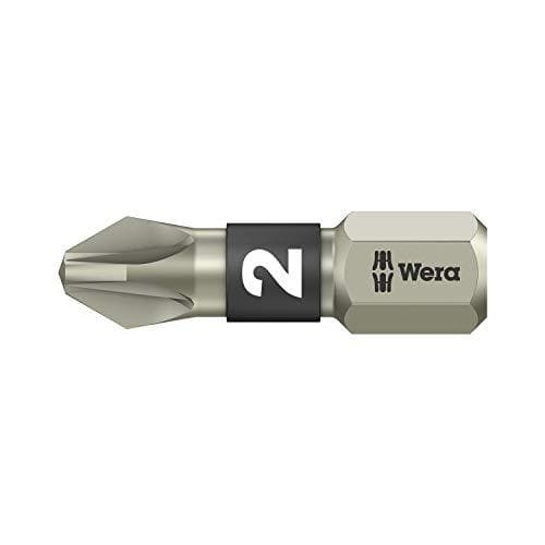 WERA-WERK HERMANN WERNER GMBH & CO.KG bit PZD størrelse 2 L.25mm VA 0.6 cm (0.25 tommer) 6KT med torsionszone WERA DIN3126-C 6.3