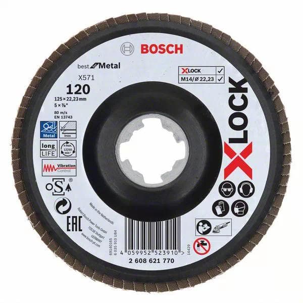 Bosch-tarvikkeet 2608621770 X-LOCK läppälevy, metalli, kulmaversio, G 120, X571, 125 mm, K120 Halkaisija 125 mm 1 kpl