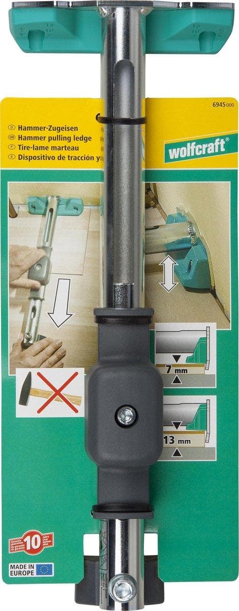 wolfcraft - Vasararauta - Vetotanko - Bat - 3-in-1 - Saumattoman laminaatin ja PVC:n asennus - 6945000