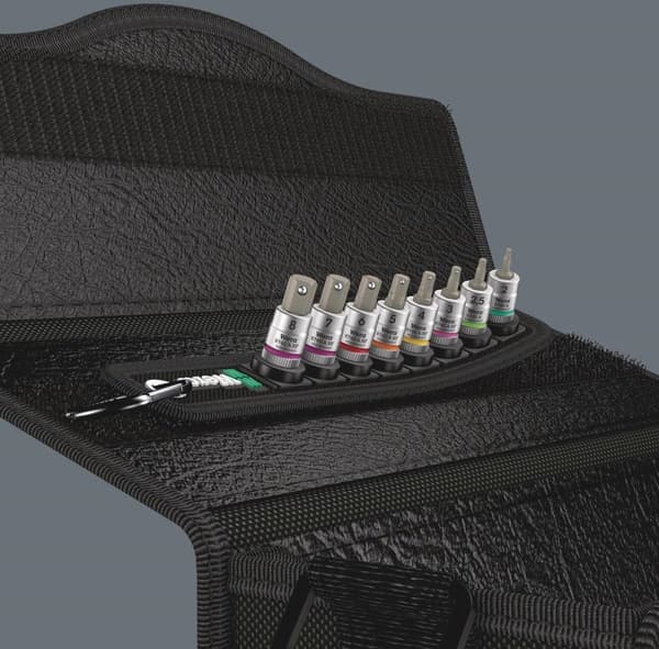 Wera - Bälte A HF 1 Imperial Zyklop - 9-delad bitshylsa som håller funktion på bälte - 1/4"