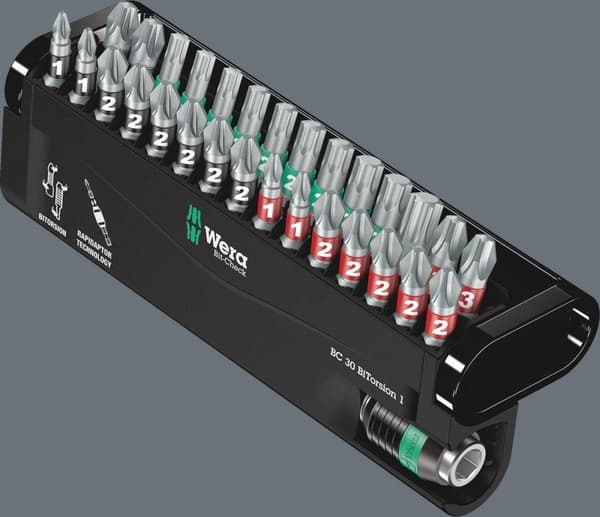 Wera 5057430001 30-delad Bit-Check BiTorsion Bitset i kassett