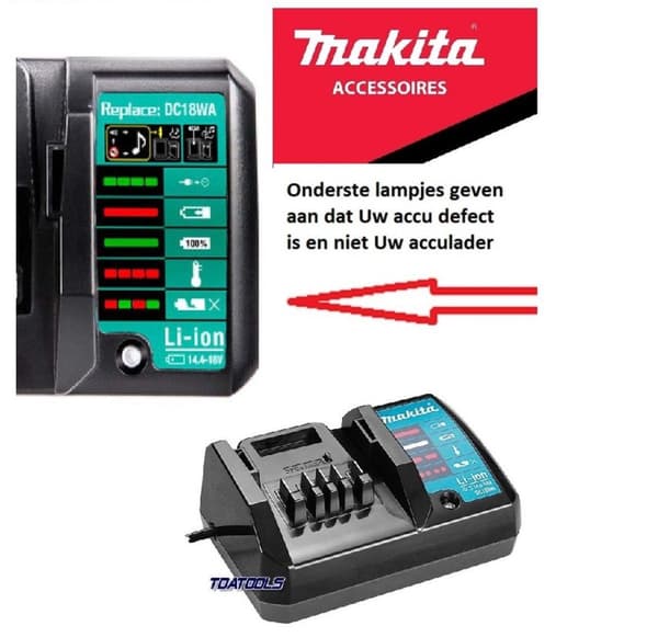 Makita DC18WA 14,4V - 18V Li-Ion batterioplader til DF347D & DF457D