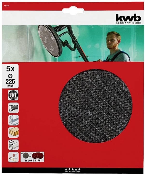 KWB Abrasive Mesh - Sæt med 5 - Ø225 mm – K80