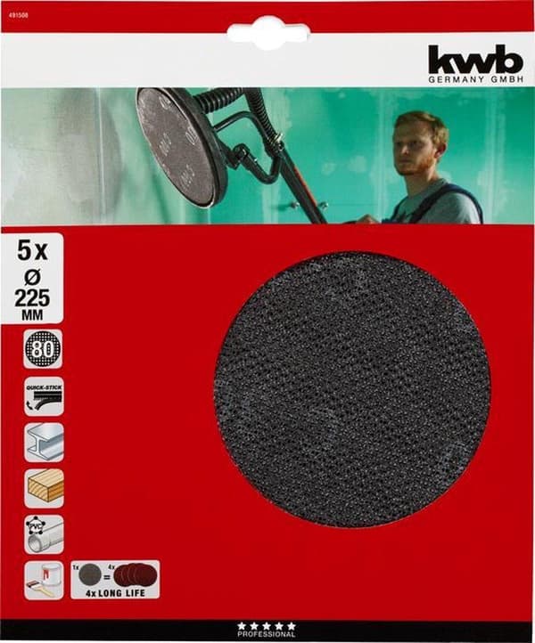 KWB Abrasive Mesh - Sæt med 5 - Ø225 mm – K80
