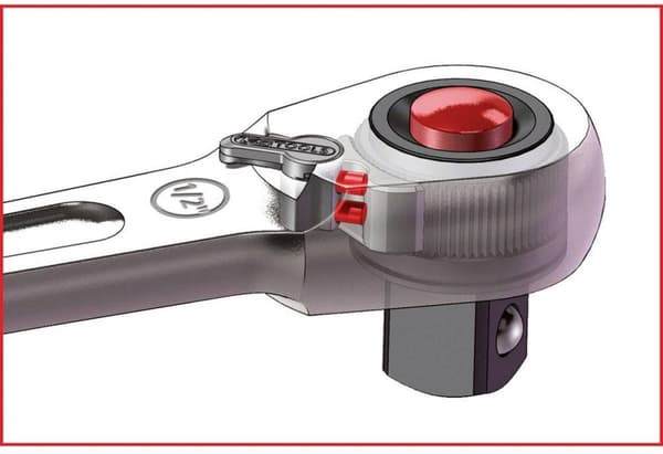 KS Tools SlimPOWER Vendbar skraldenøgle 72 tænder 1/2" 920.1290