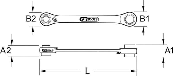 KS Tools 503.4678 Vendbar mini-bit skraldenøgle 124,50 mm