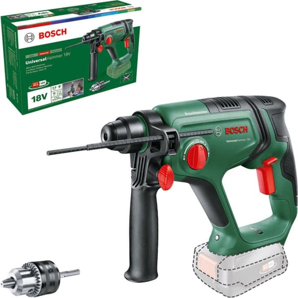 Bosch UniversalHammer 18V Borehammer - Inkl. adapter - Uden 18V batteri og oplader