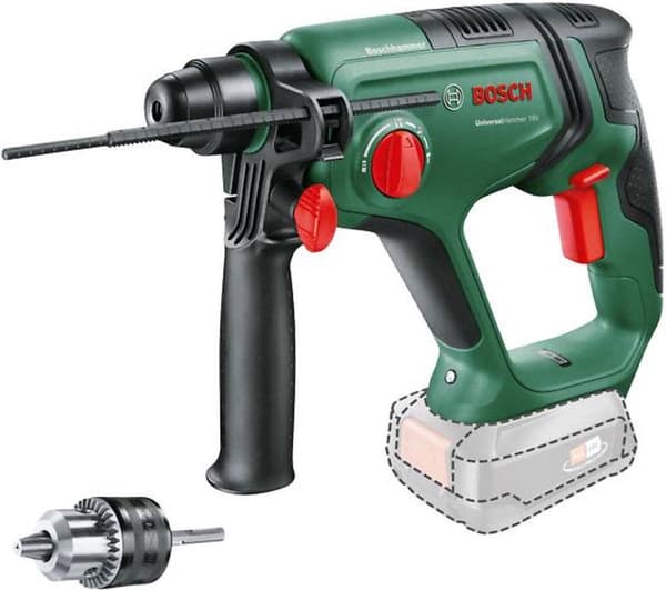 Bosch UniversalHammer 18V Borehammer - Inkl. adapter - Uden 18V batteri og oplader