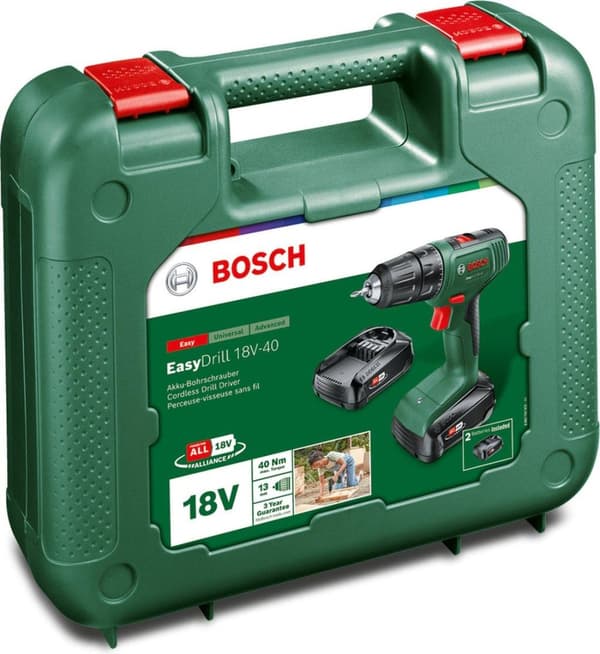 Bosch EasyDrill 18V-40 akkuporakone - 2 x 18 V akulla ja laturilla