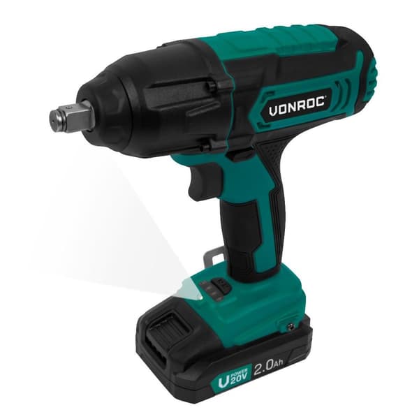 VONROC Batteridriven mutterdragare 20V – 4 inställningar: 100/200/300/400Nm – Inkl. 4 hylsor | Inkl. 2.0Ah batteri och snabbladdare