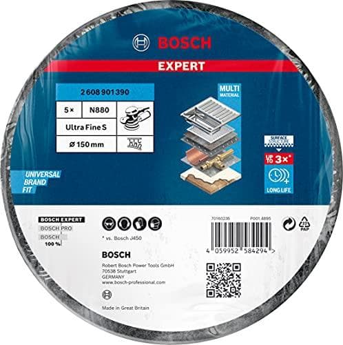 Bosch Expert N880 - kiillotushuopa - ruostumattomalle teräkselle, ei-rautametallille, teräslevyille, maali puulle - 5 kpl - kiekko - karkeus: 800, ult