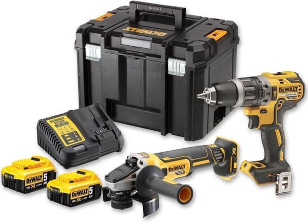 DeWalt DCK2080P2T akkusarja | DCD796 akkuporakone + DCG405 akkukulmahiomakone | 18v 5.0Ah Li-ion