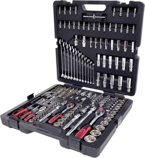 KS TOOLS 1/4" + 3/8" + 1/2" CHROMEplus hylsnyckelsats, 216 st. (918.0216)