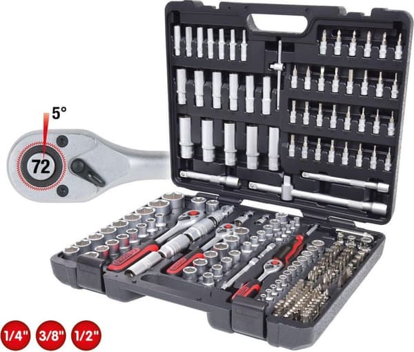 KS TOOLS 1/4" + 3/8" + 1/2" CHROMEplus topnøglesæt, 195 stk. (918.0795)