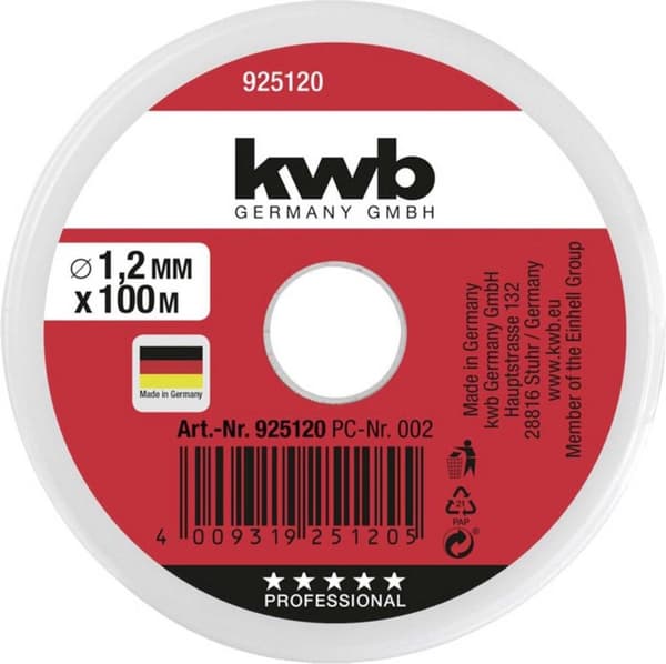 kwb 925120 murarsnöre 1,2 mm röd 100 m (925120)
