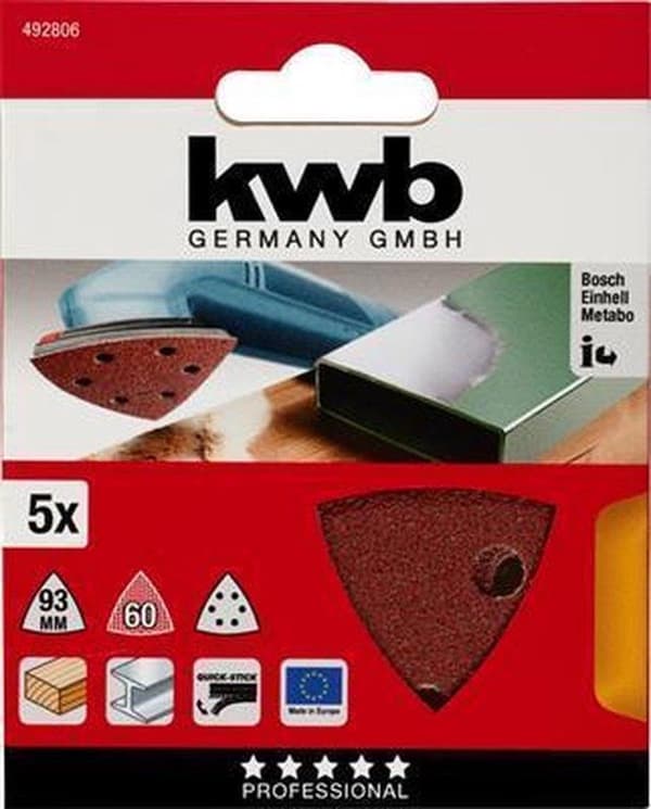kwb 492806 delta sandpapir korn 60 (Ø) 93 mm 5 stk (492806)
